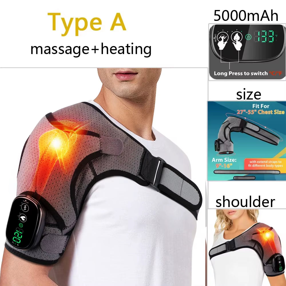 Electric Shoulder Heating Pad 3-Speed Vibration Muscle Relax Belt Thermal Massager Shoulder Neck Health Care Support Brace