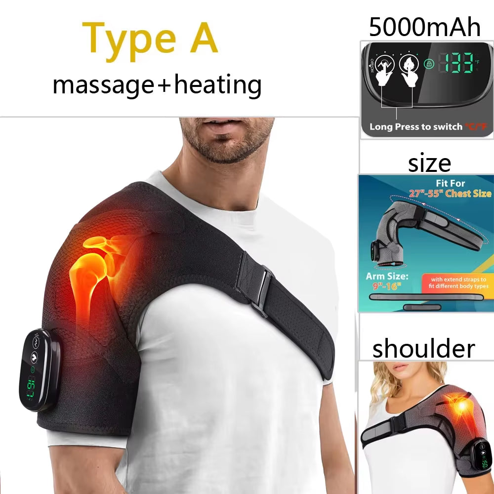 Electric Shoulder Heating Pad 3-Speed Vibration Muscle Relax Belt Thermal Massager Shoulder Neck Health Care Support Brace
