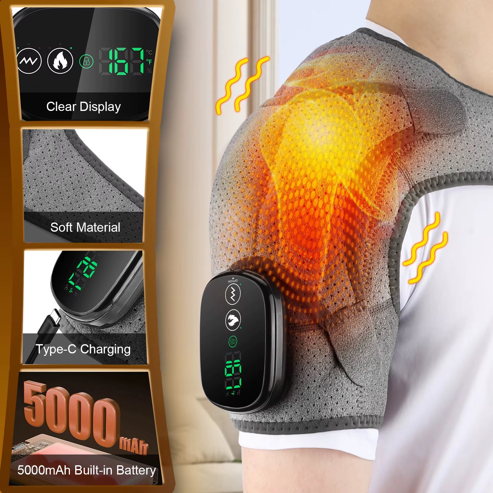Electric Shoulder Heating Pad 3-Speed Vibration Muscle Relax Belt Thermal Massager Shoulder Neck Health Care Support Brace